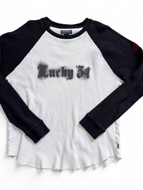 Lucky Brand Black & White 'Lucky 34' Raglan Thermal Top